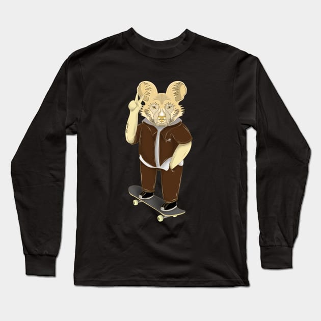 skateboarder african wild dog Long Sleeve T-Shirt by dwalikur